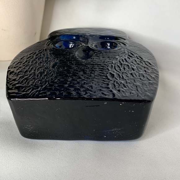 VTG HTF BLENKO peacock blue glass Owl bookend / paperweight Joel Myers Milton. - Picture 6 of 10